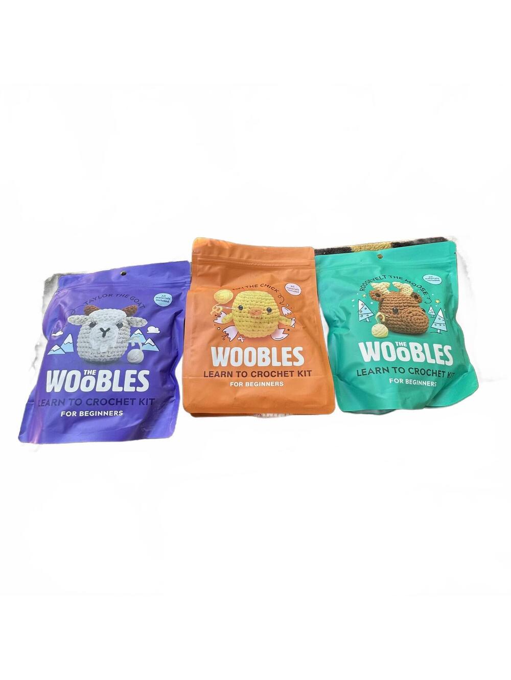 Woobles 3 Kit Bundle Moose Chick and Goat NWT